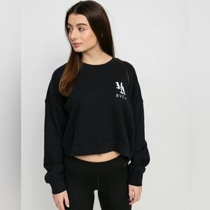 RVCA NWT VA Vibes Cropped Fleece Punk Crew Neck Sweatshirt Women’s Size XS Black